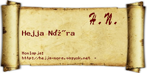 Hejja Nóra névjegykártya